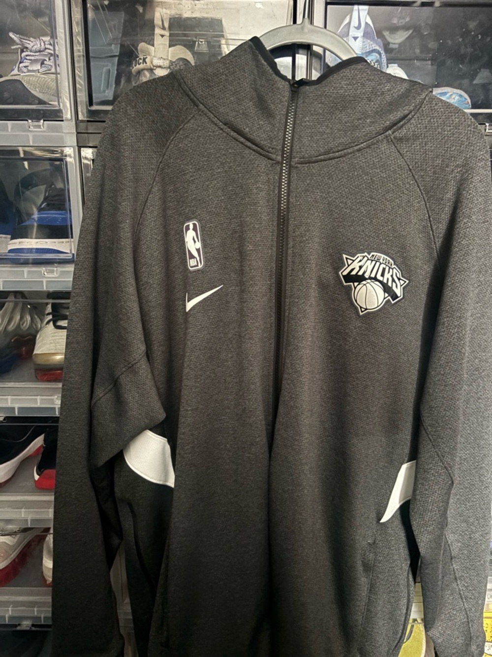 Nike Dark Grey & White New York Knicks Full-Zip Hoodie Jacket